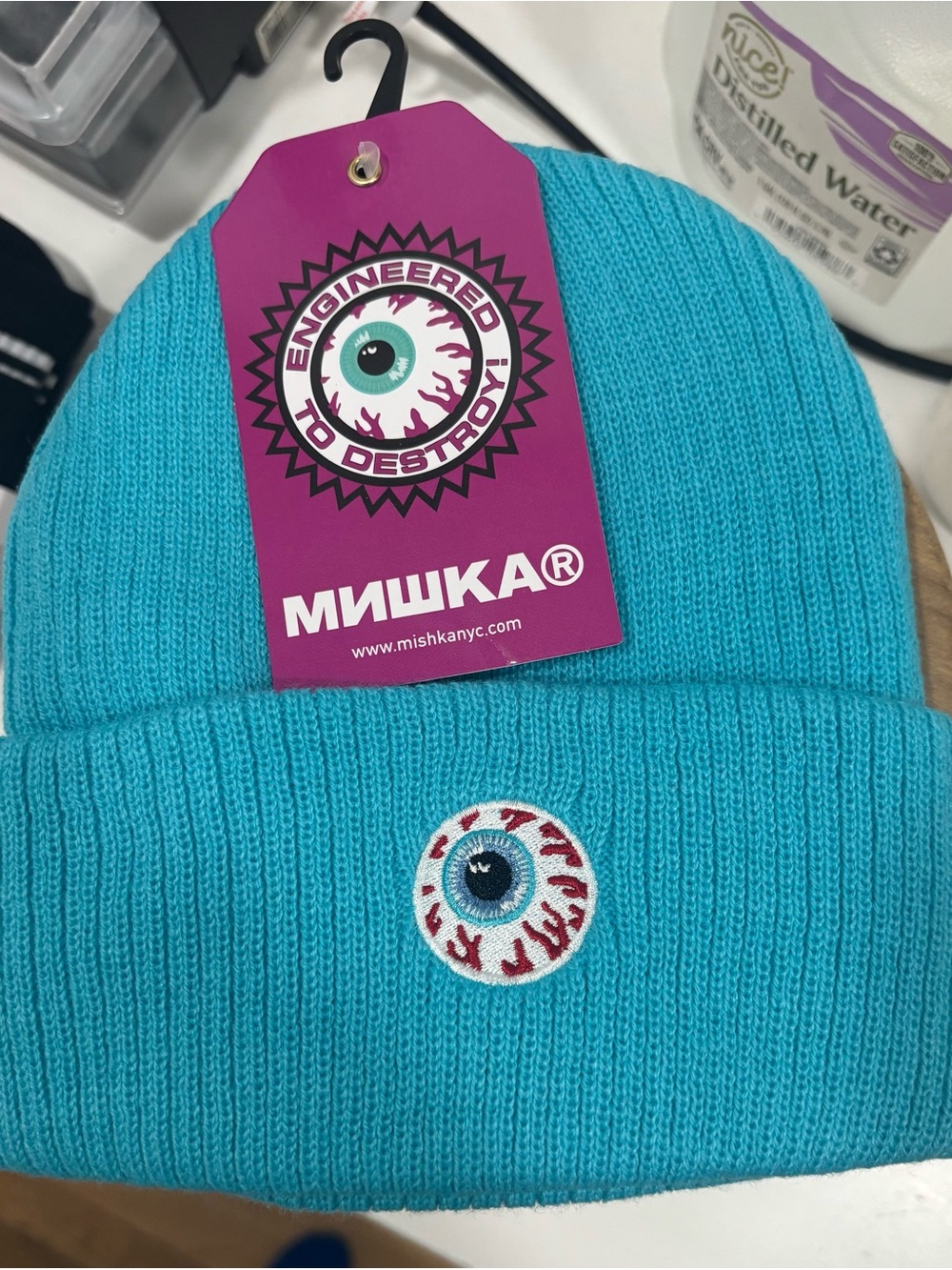 Mishka NYC Turquoise Beanie with Eyeball Patch